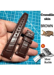 For Iwc Watch Crocodile Leather Watch Band Replacement Strap For Portugieser Porotfino Family PILOT'S Folding Buckle 20mm 22mm