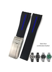 20mm 19mm 21mm Rubber Silicone Band Fit For Daytona Role Perpetual Oysterflex GMT Submariners Watch Strap Steel Folding Buckle Man