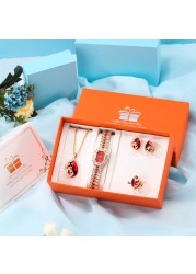 2021 Women Watch Set Luxury Brand Crystal Jewelery Set for Girlfriend Gifts Women Quartz Watches Earrings Set Christmas