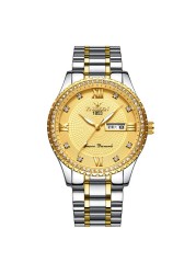 Brand men's watch luxury gold non-mechanical watch stainless steel luminous waterproof gold men's watch brand fashion gift