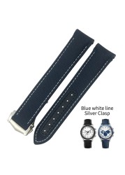 20mm 21mm High Quality Nylon Fabric Watch Band Fit For Omega Aqua Terra 150 Seamaster 007 Diver 300 Planet Ocean 19mm blue strap