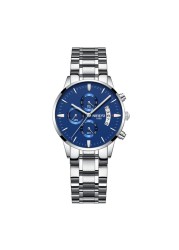 NIBOSI 2021 Women Fashion Watches Luxury Brand Ladies Wristwatches Stainless Steel Waterproof Girl Gift Quartz Watch Female