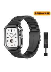 Straps for IWO Series 6/7 Smart Watch Z36 T100 Plus W37 Smartwatch Soft Case Stainless Steel Band T500 X6 W26Pro for DT100 HW22