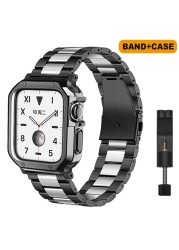 Straps for IWO Series 6/7 Smart Watch Z36 T100 Plus W37 Smartwatch Soft Case Stainless Steel Band T500 X6 W26Pro for DT100 HW22