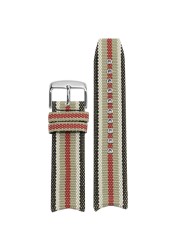 Yopo Replacement Strap for B-URBERRY BU7600 | 7601 | 7602 Canvas Wristband Fashion Plaid Nylon Bracelet 22mm