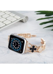 Metal strap For Apple watch 7 45mm 41mm 6 5 4 SE 44mm 40mm Ladies Luxury Smart Watch Wristband For iwatch 3 2 42mm 38mm band