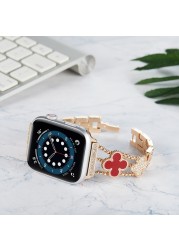 Metal strap For Apple watch 7 45mm 41mm 6 5 4 SE 44mm 40mm Ladies Luxury Smart Watch Wristband For iwatch 3 2 42mm 38mm band