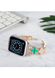 Metal strap For Apple watch 7 45mm 41mm 6 5 4 SE 44mm 40mm Ladies Luxury Smart Watch Wristband For iwatch 3 2 42mm 38mm band