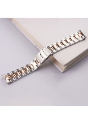 Rolamy 22mm 316L Steel Solid Curved End Oyster Watch Band Bracelet For Seiko SKX007/009