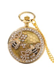 Valentine's Day Gift Green Glue Dripping Pisces Pearl Pattern Gold Personalized Quartz Pocket Watches for Boyfriend Girlfriend