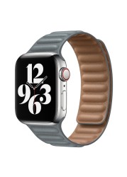 Leather Link Loop Magnetic Strap for Apple Watch Series Band 44mm 40mm 42mm 41mm 45mm Applewatch IWatch 7 6 SE 5 4 3 2 Bracelet