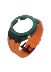 Hontao GA2100 MOD Casioak Outdoor Metal Bezel Kit with Screws Custom Fluoro Rubber Strap for G-SHOCK GA2100/2110 Accessories