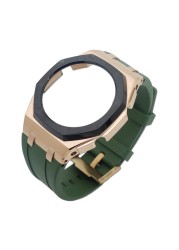 Hontao GA2100 MOD Casioak Outdoor Metal Bezel Kit with Screws Custom Fluoro Rubber Strap for G-SHOCK GA2100/2110 Accessories