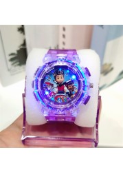 Colorful Lights Children's Watch Rubber Strap Quartz Pointer Boy Girl Gift Flash Student Watches Cartoon Drop Shopping A4250