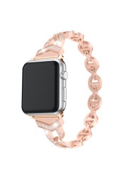 الفاخرة باند لآبل ووتش Series6 5 4 3 2 1 SE الماس الفولاذ المقاوم للصدأ حزام ل IWatch 38 40 مللي متر 42 مللي متر 44 مللي متر أشرطة ساعات يد سوار