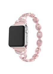 الفاخرة باند لآبل ووتش Series6 5 4 3 2 1 SE الماس الفولاذ المقاوم للصدأ حزام ل IWatch 38 40 مللي متر 42 مللي متر 44 مللي متر أشرطة ساعات يد سوار