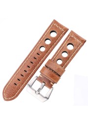 Cowhide Watch Strap Bracelet Vintage Genuine Leather 20mm 22mm 24mm Watchband Women Men Fashion Watch Band Strap With Pin Buckle