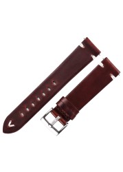 Oil Wax Leather Watch Band 18mm 20mm 22mm Cow Watchbands Retro Bracelet 19mm Handmade Stitching Wristband