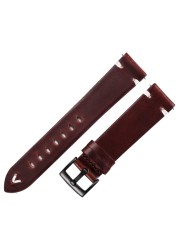 Oil Wax Leather Watch Band 18mm 20mm 22mm Cow Watchbands Retro Bracelet 19mm Handmade Stitching Wristband