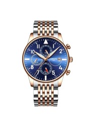 NEBOSI - Luxury Watches for Men, Military Chronograph, Quartz, Stainless Steel, Fashion