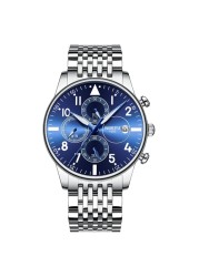 NEBOSI - Luxury Watches for Men, Military Chronograph, Quartz, Stainless Steel, Fashion