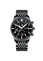 NEBOSI - Luxury Watches for Men, Military Chronograph, Quartz, Stainless Steel, Fashion