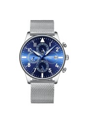 NEBOSI - Luxury Watches for Men, Military Chronograph, Quartz, Stainless Steel, Fashion