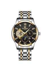 FNGEEN Fashion Luxury Men's Watches Stainless Steel Quartz Wristwatch Calendar Luminous Watch Men Business Casual Watch for Men