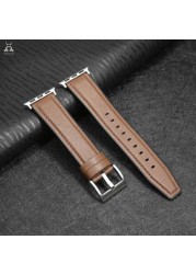 Lebanda Leather Strap for Apple Watch Series 7 6 SE 5 4 3 2 Suitable Leather Back Comfortable Feel Soft Touch for iWatch 41 45mm