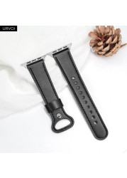 URVOI Leather Strap for Apple Watch Series 7 6 SE 5 4 Sport Band Genuine Leather Pin Buckle for iWatch Single Loop 41mm 45mm