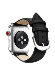 أحزمة جلدية فاخرة لساعة apple watch series 6 5 4 3 2 SE ، إكسسوارات iwatch 38 4042 44 مللي متر