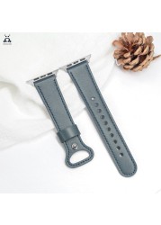 Leather Pin Buckle Strap for Apple Watch Series Strap 7 6 SE 5 4 3 2 Sport Strap Modern Single Loop Design Suitable for iWatch