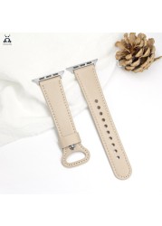 Leather Pin Buckle Strap for Apple Watch Series Strap 7 6 SE 5 4 3 2 Sport Strap Modern Single Loop Design Suitable for iWatch