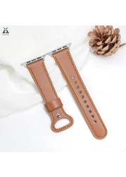 Leather Pin Buckle Strap for Apple Watch Series Strap 7 6 SE 5 4 3 2 Sport Strap Modern Single Loop Design Suitable for iWatch