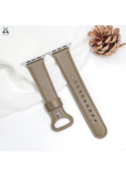 Leather Pin Buckle Strap for Apple Watch Series Strap 7 6 SE 5 4 3 2 Sport Strap Modern Single Loop Design Suitable for iWatch