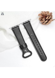 Leather Pin Buckle Strap for Apple Watch Series Strap 7 6 SE 5 4 3 2 Sport Strap Modern Single Loop Design Suitable for iWatch