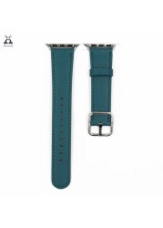 Lebanda Classic Fit Strap For Apple Watch Series 7 6 SE 5 4 3 Strap Fit For iwatch Calfskin Leather Modern Design Square Buckle