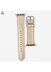 Lebanda Classic Fit Strap For Apple Watch Series 7 6 SE 5 4 3 Strap Fit For iwatch Calfskin Leather Modern Design Square Buckle