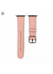 Lebanda Classic Fit Strap For Apple Watch Series 7 6 SE 5 4 3 Strap Fit For iwatch Calfskin Leather Modern Design Square Buckle