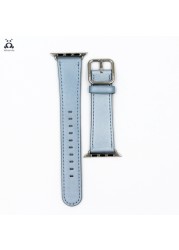 Lebanda Classic Fit Strap For Apple Watch Series 7 6 SE 5 4 3 Strap Fit For iwatch Calfskin Leather Modern Design Square Buckle