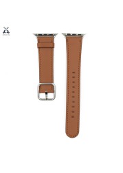 Lebanda Classic Fit Strap For Apple Watch Series 7 6 SE 5 4 3 Strap Fit For iwatch Calfskin Leather Modern Design Square Buckle