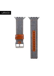 URVOI Canvas Strap for Apple Watch series 7 6 SE5 4 3 Swallow Pattern Grip Wrist Jean Strap for iwatch Classic Design Leather Back