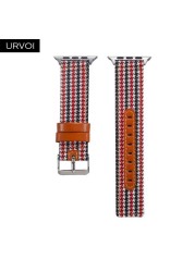 URVOI Canvas Strap for Apple Watch series 7 6 SE5 4 3 Swallow Pattern Grip Wrist Jean Strap for iwatch Classic Design Leather Back