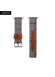 URVOI Canvas Strap for Apple Watch series 7 6 SE5 4 3 Swallow Pattern Grip Wrist Jean Strap for iwatch Classic Design Leather Back