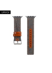 URVOI Canvas Strap for Apple Watch series 7 6 SE5 4 3 Swallow Pattern Grip Wrist Jean Strap for iwatch Classic Design Leather Back