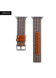 URVOI Canvas Strap for Apple Watch series 7 6 SE5 4 3 Swallow Pattern Grip Wrist Jean Strap for iwatch Classic Design Leather Back