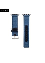 URVOI Canvas Strap for Apple Watch series 7 6 SE5 4 3 Swallow Pattern Grip Wrist Jean Strap for iwatch Classic Design Leather Back