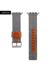 URVOI Canvas Strap for Apple Watch series 7 6 SE5 4 3 Swallow Pattern Grip Wrist Jean Strap for iwatch Classic Design Leather Back