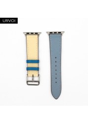 URVOI One Round Ring For Apple Watch 7 6 SE 5 4 3 Strap For iwatch Luxury Strap Genuine Swift Handmade Leather Ring Nior Black