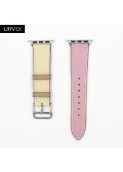 URVOI One Round Ring For Apple Watch 7 6 SE 5 4 3 Strap For iwatch Luxury Strap Genuine Swift Handmade Leather Ring Nior Black